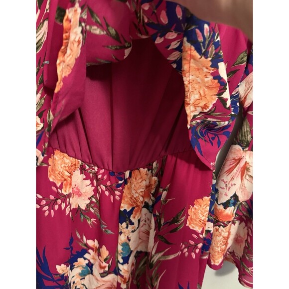 Peach Love California Pink Floral Bohemian Romper Sz S(R37) - Picture 4 of 12